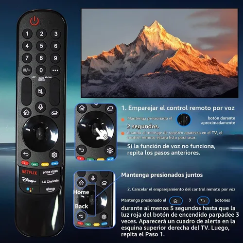 Vista 3 de RIVIERA Magic Remote para LG Smart ThinQ OLED Nanocell WebOS UHD TV con función de voz y puntero compatible con MR22/21/20GA MR18BA MR23/24/25GN