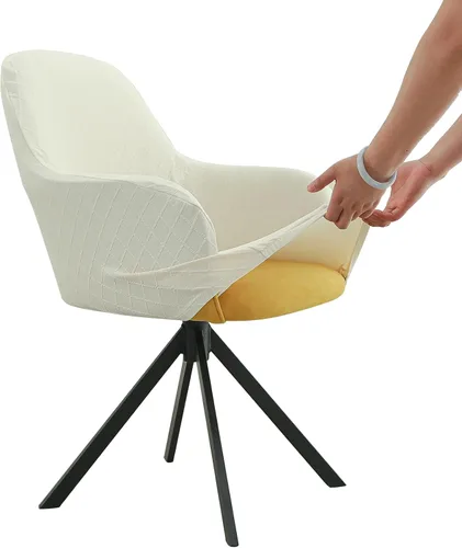 Vista 9 de Iauddy Funda de Silla Giratoria de Acento para Comedor para Oficina, Funda Elástica para Silla de Escritorio de Oficina de Respaldo Medio Protector