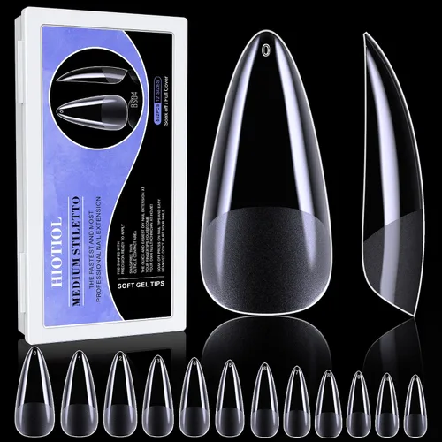 Vista 10 de Puntas de uñas de ataúd extra cortas, 360 uñas de gel suave de cobertura completa para remojar extensiones de uñas, puntas de uñas de gel postizas