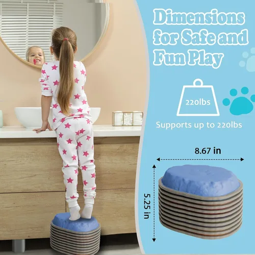 Vista 3 de Stepping Stones for Kids, 10 PCS Non-slip Toddlers' Balance Sensory Toys, Indoor & Outdoor Play, Obstacle Course Game for Children Promoting