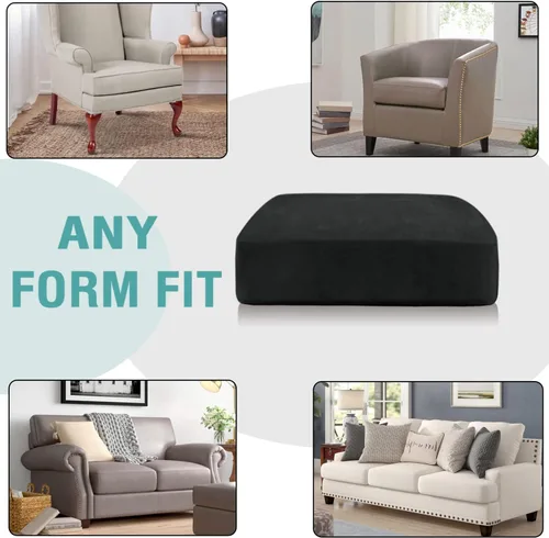 Vista 3 de Funda de cojín elástica de terciopelo, funda de felpa para asiento de sofá, protector de muebles antideslizante para silla/sofá biplaza/sofá