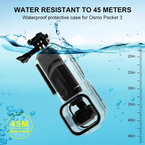 Vista 6 de PULUZ Funda de buceo para DJI Osmo Pocket 3 Funda impermeable PC carcasa protectora 147.6 ft/147 pies cubierta de buceo submarino con accesorios