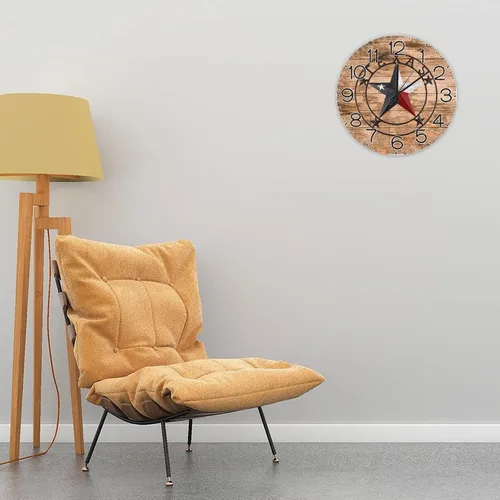 Vista 3 de Reloj digital de madera de estilo vintage, con diseño de estrella de Texas, funciona con pilas, para dormitorio, sala de estar, reloj de pared