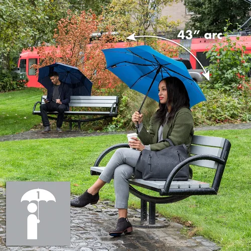 Vista 2 de ShedRain Vortex - Paraguas de viaje plegable automático compacto y resistente al viento, con botón para abrir y cerrar, con ventilación para lluvia