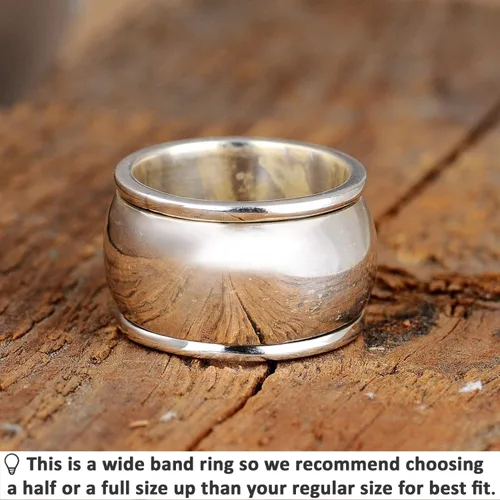 Vista 2 de Boho-Magic Anillo giratorio de plata de ley 925 para mujer, anillo de cúpula ancha, Metal, no aplica