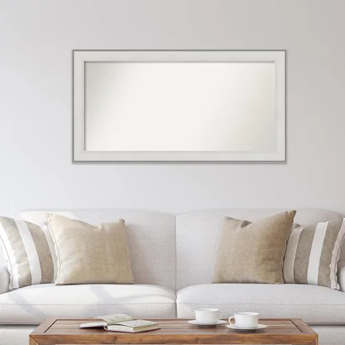 Vista 4 de Amanti Art Espejo de baño blanco para sobre el fregadero, 27 x 51 pulgadas, espejo de tocador rectangular blanco imperial, marco de madera Imperial