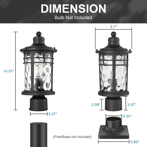 Vista 3 de Darkaway Luces de Poste para Exteriores Postes de Lámpara Iluminación para Exteriores, Luces de Poste de Aluminio Accesorios de Luz para Exteriores