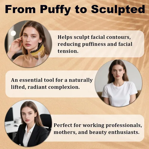 Vista 6 de 3 cepillos linfáticos de contorno facial para esculpir rostro, barbilla y Marrón