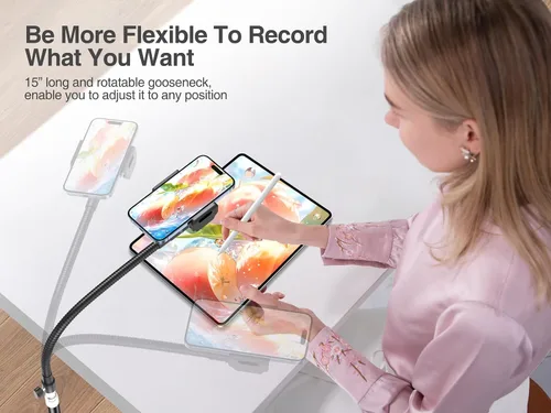 Vista 2 de elitehood Trípode de teléfono de 80 pulgadas de alto, soporte de grabación de teléfono de piso, soporte de trípode ajustable resistente para iPhone