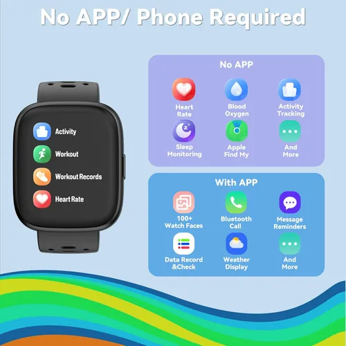 Vista 2 de Reloj de seguimiento de fitness, no requiere aplicación/teléfono, podómetro, relojes compatibles con Apple Find My, frecuencia cardíaca, monitor