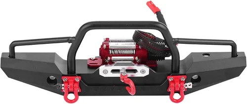 Vista 3 de Parachoques RC Crawler, montaje de aluminio duradero con luz LED de cabrestante, escala 1/10 todoterreno para parachoques RC mejora