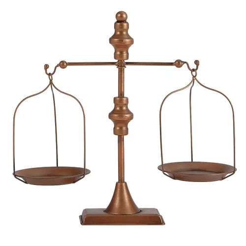 Vista 8 de Mesa de granja Libra Scale Decoración, centro de mesa de metal de 15 pulgadas de alto, equilibrio para justicia decoración del hogar