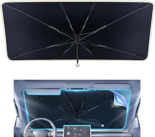 Vista 9 de helloleiboo Parasol para parabrisas Tesla Modelo 3/Y de ajuste personalizado