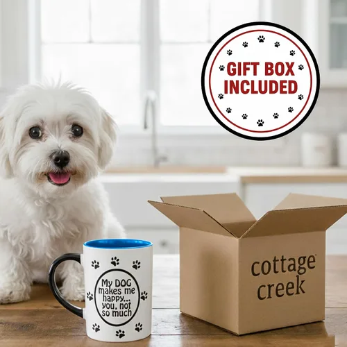 Vista 5 de Cottage Creek Tazas de café de cerámica para perros, 16 oz My Dog Makes Me Happy, You Not So Much, I Love My Dog Regalos para mujeres y hombres