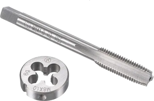 Vista 10 de uxcell M8 x 0.020 in Juego de llaves métricas y troqueles, rosca de máquina con troquel de roscado redondo, kit de grifo y troquelado