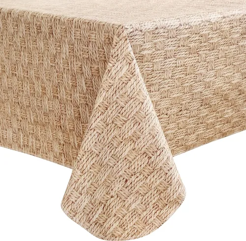 Vista 12 de Mantel de Vinilo de Servicio Pesado con Respaldo de Franela Impermeable A Prueba de Aceite Mantel de Plástico Resistente a las Manchas Limpiable