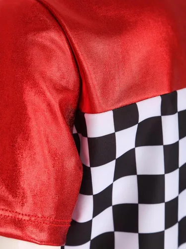 Vista 5 de YiZYiF Disfraz de piloto de coche de carreras para niños y niñas, camisa de manga corta con cremallera para Halloween, cosplay, trajes
