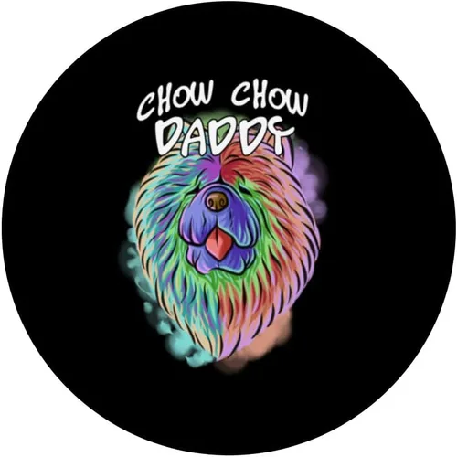 Vista 3 de Colorful Pop Art Portrait Chow Chow Dog Dad Father's Day PopSockets Swappable PopGrip