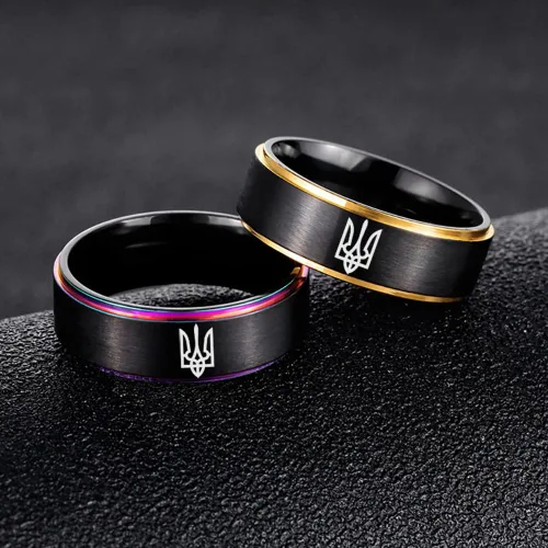 Vista 5 de Supra Diamanto 6 anillos de acero inoxidable para hombres, tótem pulido grabado, anillo de tungsteno tamaño 8-0.394-0.315in, joyería de moda