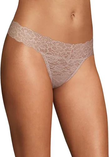 Vista 8 de Maidenform Panty Dream con tanga de encaje para mujer Mantequilla de Canela/Cacao Cálido/Negro