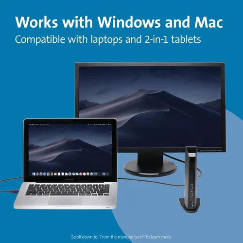 Vista 4 de Kensington Estación de acoplamiento de doble pantalla USB 3.0 para MacBooks, Windows y Surface (K33972US)