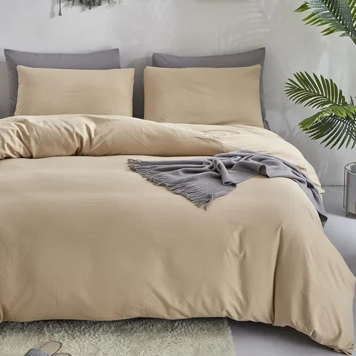 Vista 5 de Pureant - Juego de edredón color beige, tamaño King, ropa de cama color champán sólido, edredón color marrón claro para mujeres y hombres, edredón