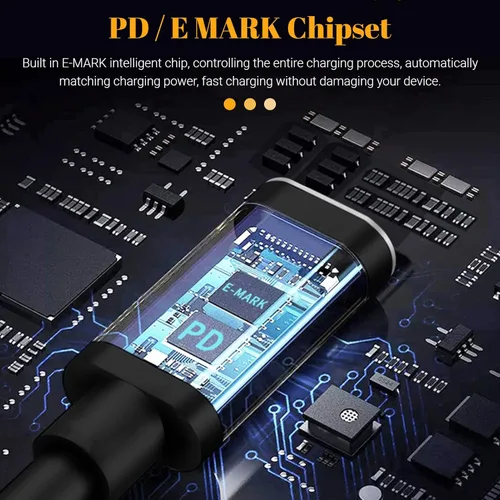 Vista 6 de Yunseity Tipo C USB C hembra entrada a DC Power PD Cable, 0.217x0.098 in PD 100W 20V/5A chip USB C hembra a macho adaptador de carga 90 grados