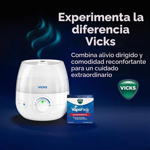 Vista 7 de Vicks Mini humidificador de vapor refrescante sin filtro, para habitación pequeña – Control de niebla variable – Funciona con Vicks VapoPads