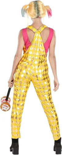 Vista 2 de Disfraz de arlequin para adultos conjunto de disfraz de top corto y mono XL
