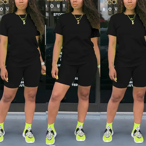 Vista 3 de Conjuntos de dos piezas para mujer, conjuntos cortos de verano, conjuntos de ropa deportiva