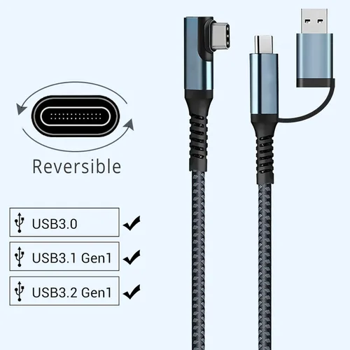 Vista 3 de SUMPK Cable de enlace VR de 20 pies compatible con Oculus Quest 2 USB 32 tipo C a C de 5 Gbps de transferencia de datos de alta velocidad y cable