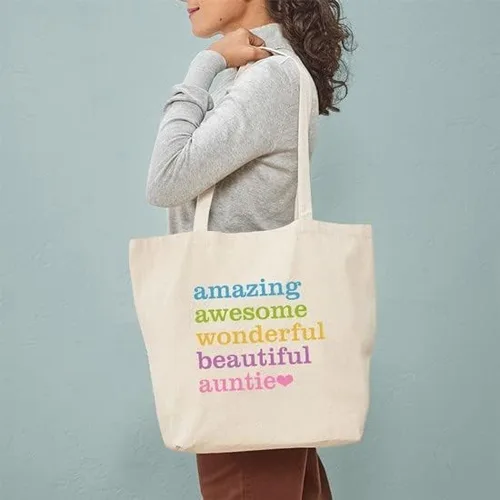 Vista 3 de CafePress Auntie Amazing Awesome - Bolsa de mano de lona natural bolsa de compras reutilizable