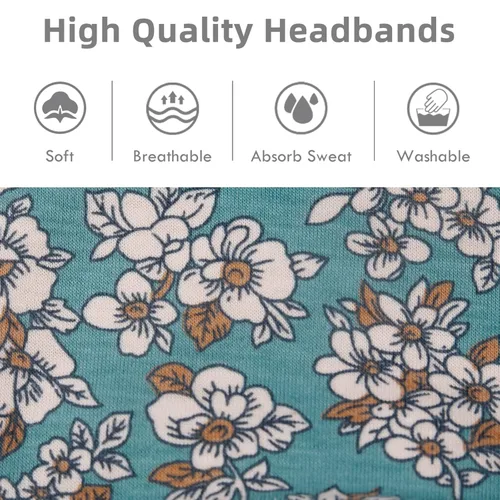 Vista 6 de Huachi Diademas para mujer, diademas elásticas bohemias para el cabello de mujer, antideslizantes, anchas y gruesas, de tela suave, accesorios