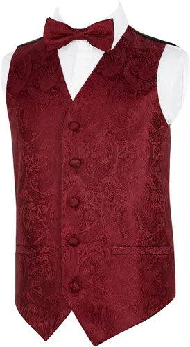 Vista 64 de Alizeal Conjunto de 2 piezas de corbata de lazo preatada de jacquard de cachemira con estampado floral clásico para niños