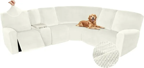 Vista 334 de Arfntevss Fundas de sofá seccional reclinable de terciopelo, Funda de sofá seccional de esquina para sofá reclinable, Funda elástica suave