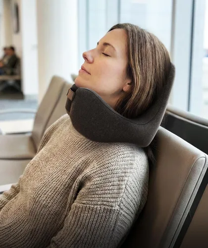 Vista 7 de Everlasting Comfort Almohada cervical mejorada para aviones - Reposacabezas de viaje de espuma viscoelástica para volar - Almohadas de viaje 2-Gris