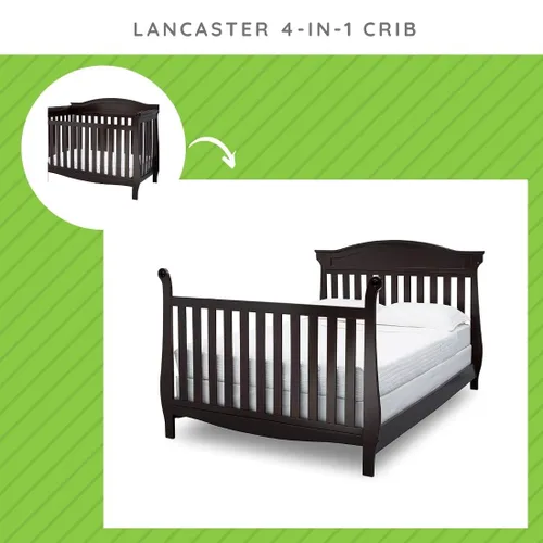 Vista 2 de Delta Children - Kit de conversión de tamaño completo para cuna convertible Lancaster de Delta Children, riel de madera maciza, riel de cama