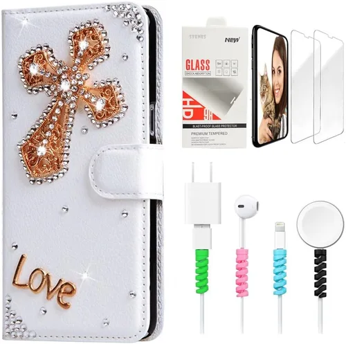 Vista 6 de Bling SSBLDwSPCPSeries-15 - Funda de piel con tapa y protector de pantalla y cable