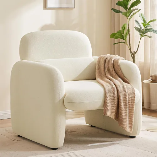 Vista 9 de Furniliving Silla decorativa de chenilla, sillón moderno con patas de Gris