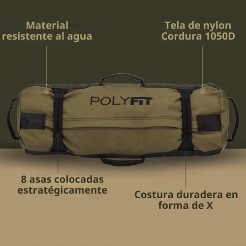 Vista 3 de Polyfit Classic Sandbag - Bolsa de arena de entrenamiento con 8 asas de Negro