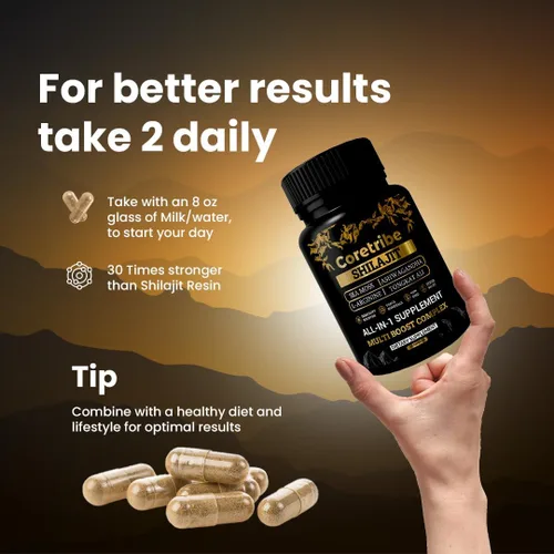 Vista 5 de Shilajit Cápsulas con musgo marino y ashwagandha para hombres y mujeres, suplementos 10 en 1 de Shilajit del Himalaya, ácido fúlvico y ácido húmico