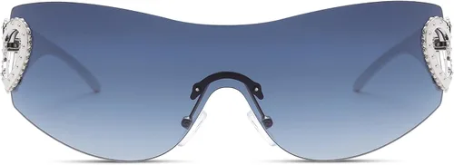 Vista 4 de Pro Acme Gafas de sol envolventes sin montura para mujeres y hombres, de gran tamaño, a la moda, gafas de sol futuristas, sombra fresca de moda