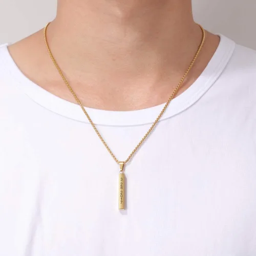 Vista 7 de Lam Hub Fong Collar grabado para hombre, collar de oro para mujer, collar personalizado de acero inoxidable con inicial de nombre para hombres