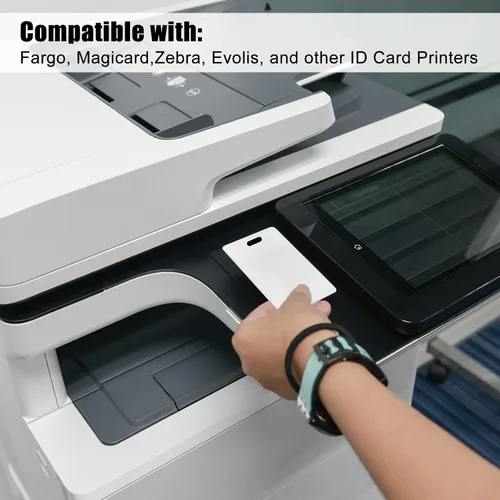 Vista 9 de Tinlade 100 tarjetas de PVC en blanco con ranura perforadora, tarjeta