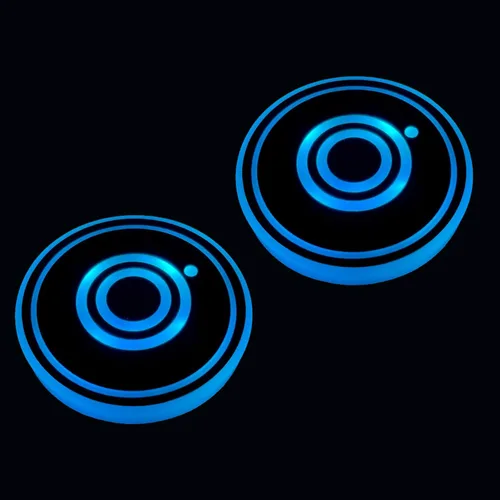 Vista 10 de Paquete de 2 posavasos con luz para automóvil, luces LED, sensor inteligente, recargable, 7 posavasos que cambian de color (A)