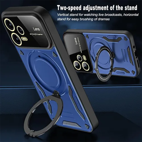Vista 4 de Funda para Xiaomi Redmi Note 12 Pro 5G/Poco X5 Pro con protector de lente de cámara, protección contra caídas de grado militar a prueba de golpes