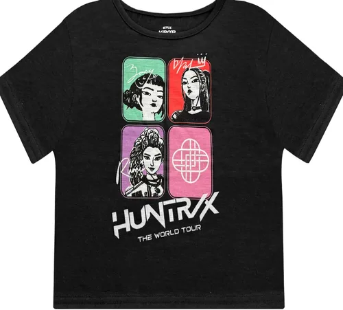 Vista 4 de KPop Demon Hunters - Conjunto de pijama para niñas, 2 piezas, camiseta de manga corta y pantalones cortos, ropa de dormir suave, producto