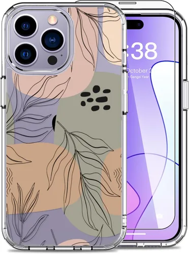 Vista 16 de LUHOURI Funda para iPhone 15 Pro Max con protector de pantalla, transparente de acrílico, diseños de moda para mujeres y niñas, funda protectora a