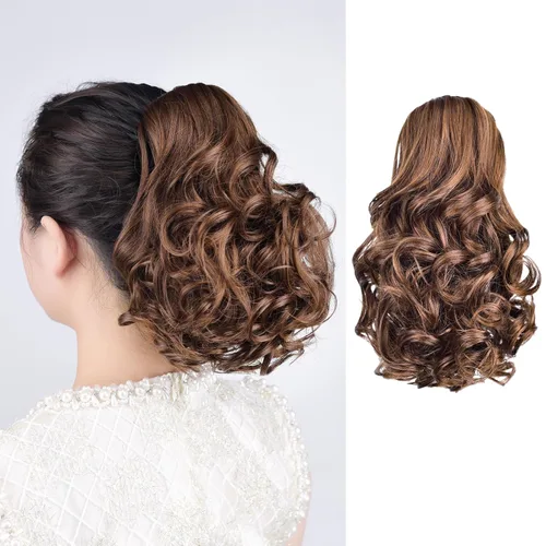 Vista 31 de Extensión de cola de caballo, 2 piezas, extensiones de cola de caballo negras de 22 pulgadas, extensiones de cabello sintético con clip de cola