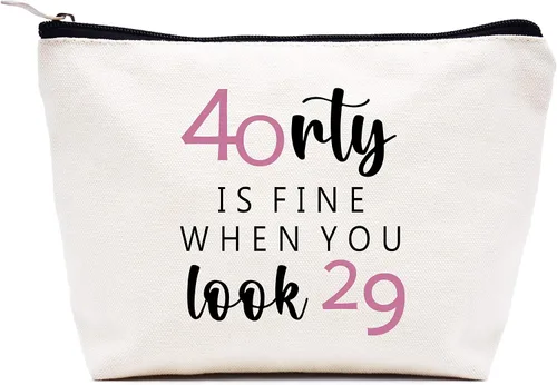 Vista 8 de LIBIHUA Bolsa de maquillaje de cumpleaños Bolsa de cosméticos Bolsa de viaje, Beige, 271-el Uno Donde Ture 40